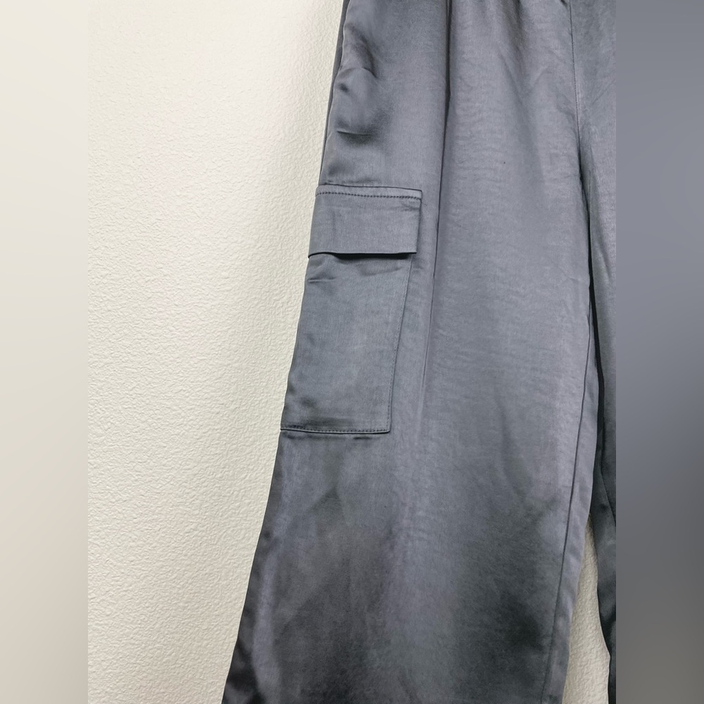 REVOLVE Superdown Women's Large Black Rita Cargo Pant Satin Pockets Drawstring - Picture 7 of 16